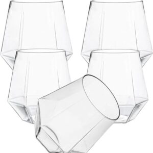 24 count Diamond Unbreakable Stemless Plastic Wine Champagne Glasses Disposable Shatterproof BPA-Free Wine Glasses Indoor Outdoor Ideal for Home Office Bars, Wedding 12 Ounce Cup (Clear)