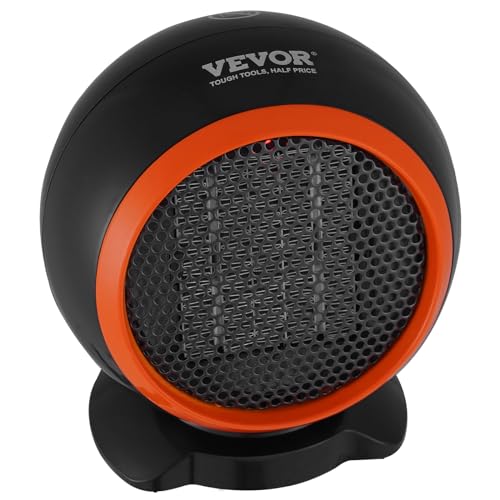 VEVOR Portable Electric Space Heater with Overheat Protection, 500 W Secure and Quiet Ceramic Heater Fan, 6 in Tip-Over Shutdown Flame-Retardant ABS Small Heaters for Office Room Desk Indoor Use