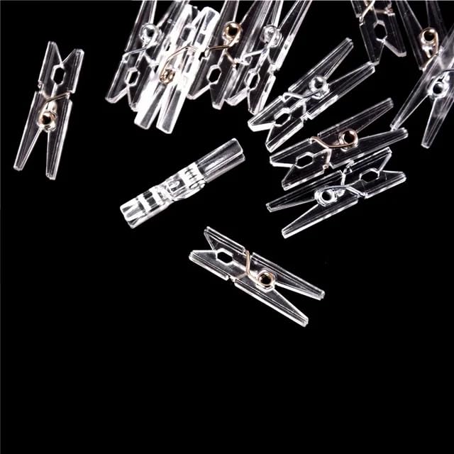 20Pcs Clear 2.5cm Plastic Clothes Pins,Clothes Line String Clips, Mini Clothes Pins, Photo Paper Peg Pins Craft Clips Clothes Pins