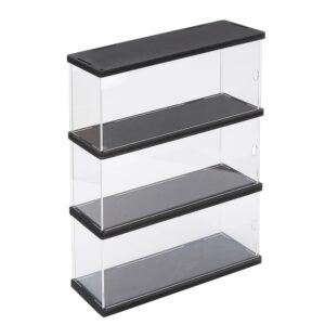 dicosmetic 3-tier transparent display case acrylic display risers stand with door rectangle model blocks minifigures display case 300x95x378mm holder stand box for display collection