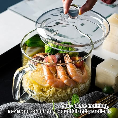 50Oz Cooking Saucepan, Clear Glass Cooking Pot Heat Resistant Stovetop Pot, Multi-Function Stew Pot for Home Kitchen Restaurant