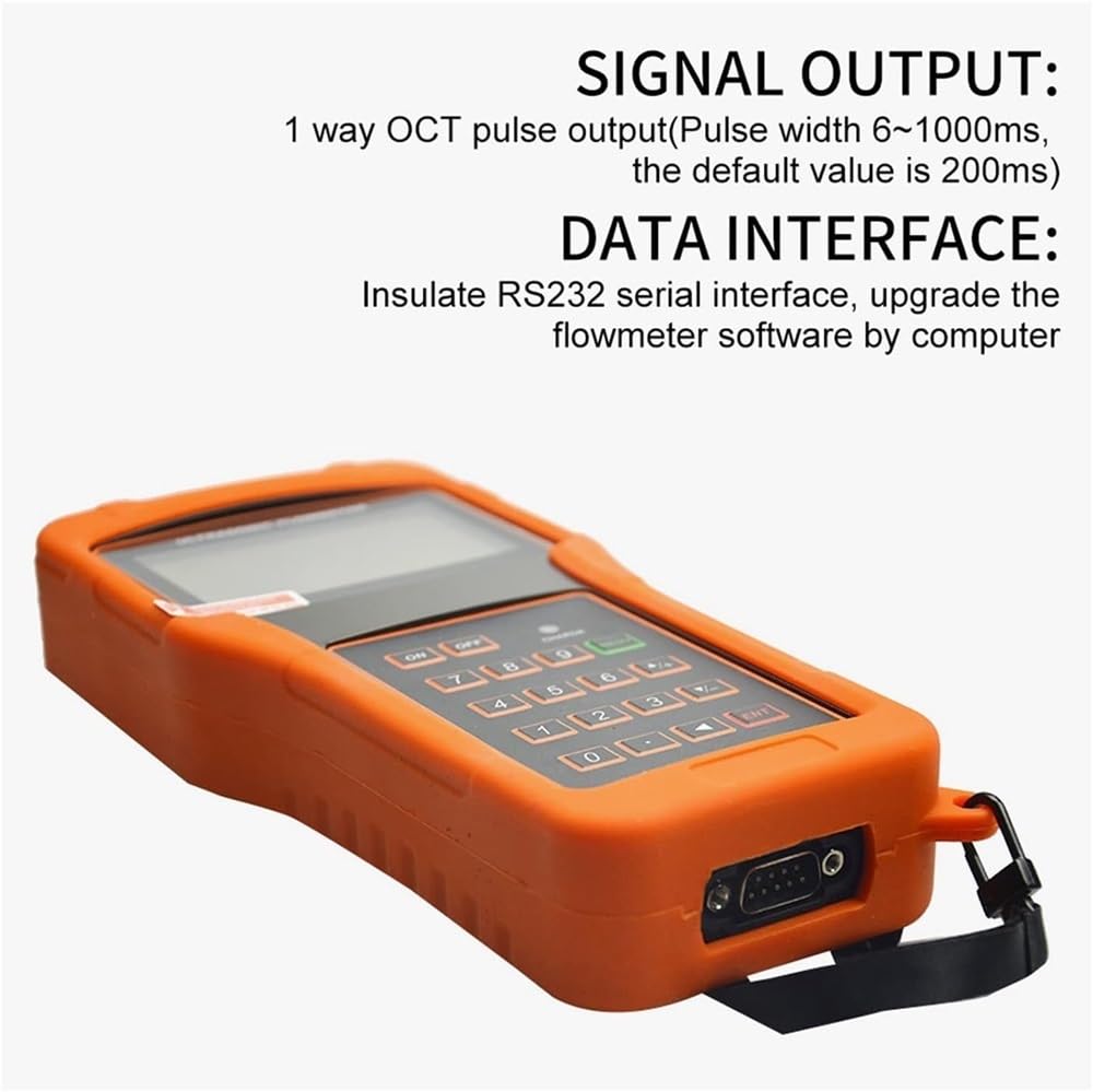 RUGPDA TUF-2000H Portable Handheld Ultrasonic Flow Meter with Clamp On Sensor TM-1(DN50-700mm) Water Flowmeter with Clamp-on Transducers for Industrial (Color : 110V)