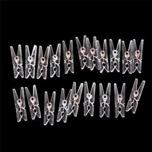 20pcs clear 2.5cm plastic clothes pins,clothes line string clips, mini clothes pins, photo paper peg pins craft clips clothes pins