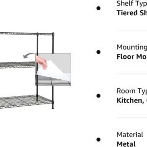 Catalina Creations 3-Shelf Storage Shelves with 3-Shelf Liners, Heavy Duty Adjustable Rack, Steel Wire Shelves and Storage for Kitchen and Garage (36W x 16D x 36H, Black)