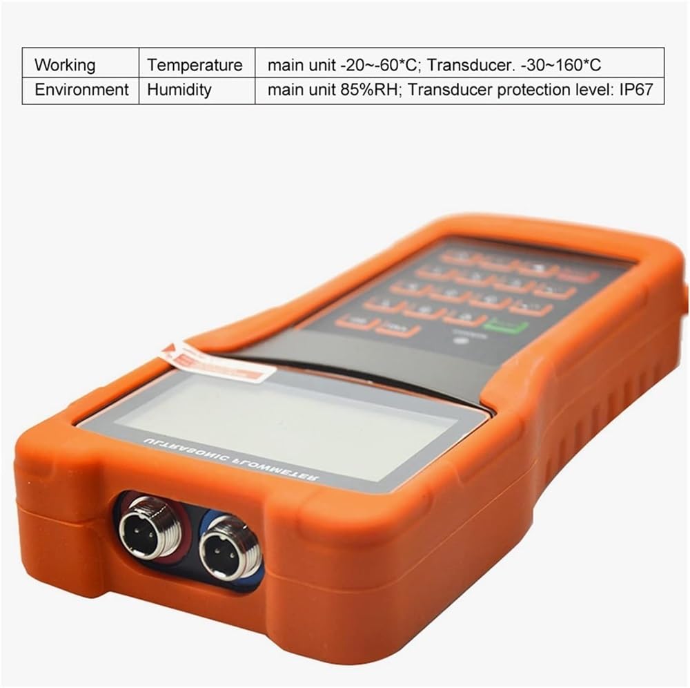 RUGPDA TUF-2000H Portable Handheld Ultrasonic Flow Meter with Clamp On Sensor TM-1(DN50-700mm) Water Flowmeter with Clamp-on Transducers for Industrial (Color : 110V)