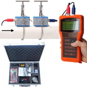 RUGPDA TUF-2000H Portable Handheld Ultrasonic Flow Meter with Clamp On Sensor TM-1(DN50-700mm) Water Flowmeter with Clamp-on Transducers for Industrial (Color : 110V)