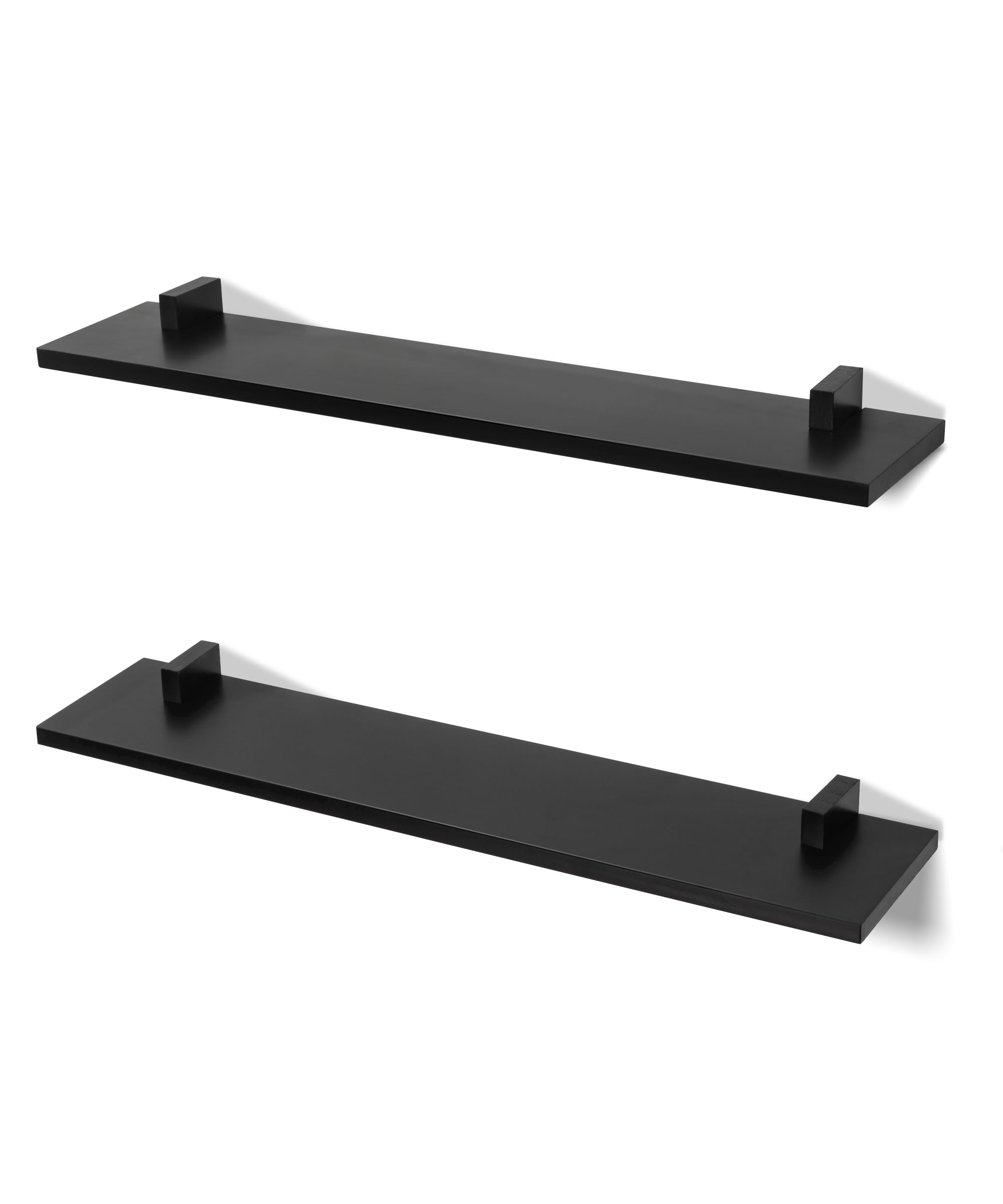 Gronda Black Floating Shelves for Wall 24 Inch Wood Floating Shelves Wall Mounted Wooden Shelf Set of 2, Modern Wall Decor Organizer for Bedroom, Kitchen, Office, Living Room