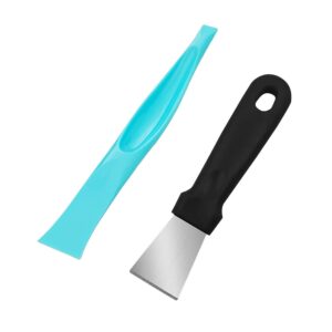 2piece kitchen cleaning scraper metal stiff scraper qianbeiy stainless steel paint scraper tool,suitable for small spaces, cooking utensils pot,ovens stoves, wall stickers cleaning