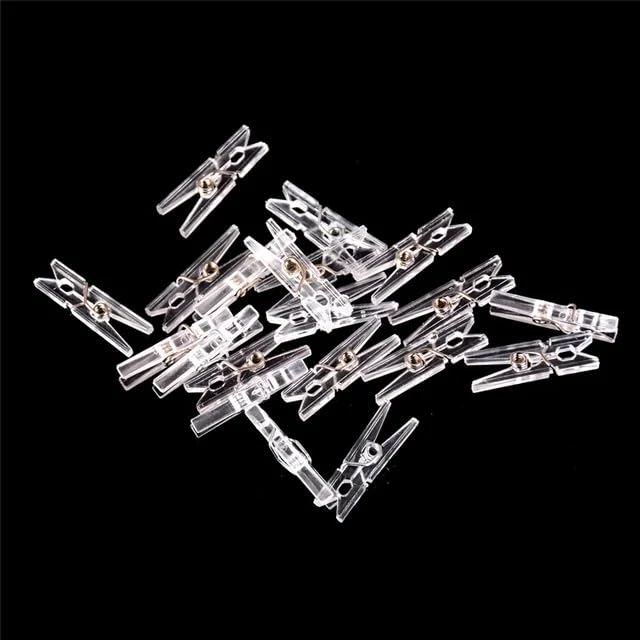 20Pcs Clear 2.5cm Plastic Clothes Pins,Clothes Line String Clips, Mini Clothes Pins, Photo Paper Peg Pins Craft Clips Clothes Pins