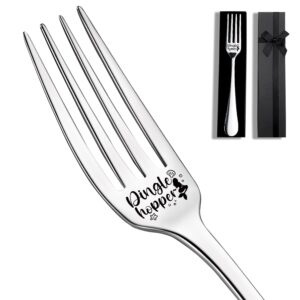 kisjo dingle hopper engraved stainless steel fork, funny engraved dessert dinner fork little mermaid fork i love you gifts for friends, sister, kids, girls, birthday christmas disney forks gifts