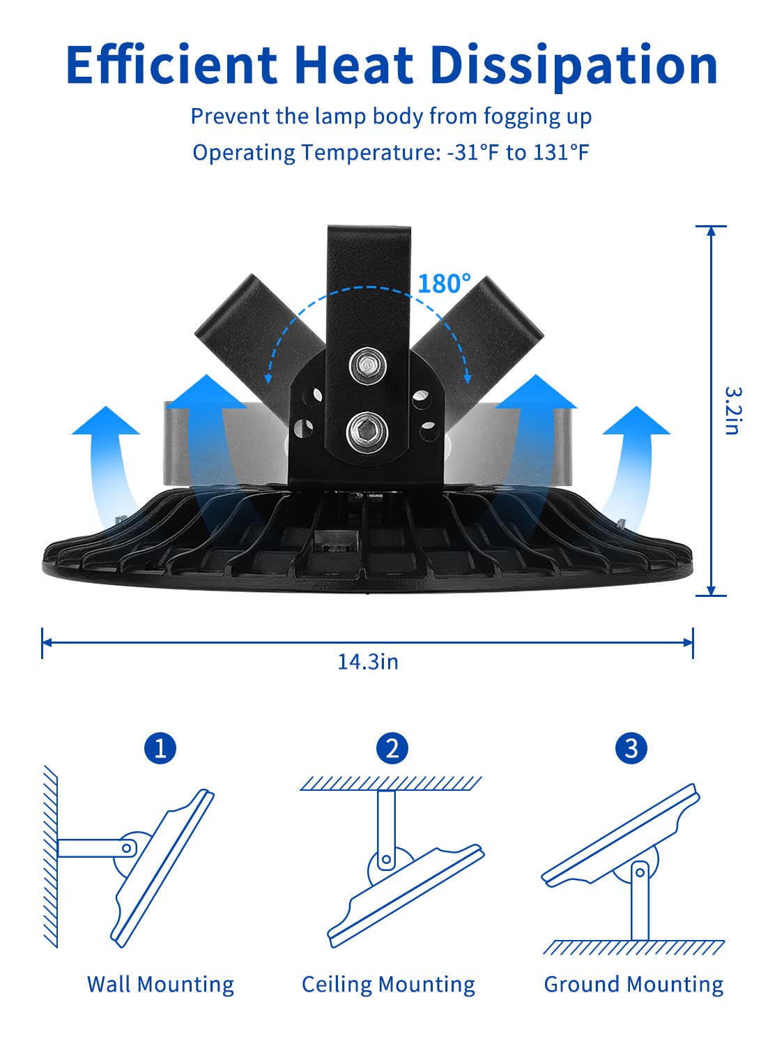 6 Pack300W UFO LED High Bay Light, 30000 LM Factory Warehouse Industrial Lighting, 6000-6500K Shop Warehouse LED Lights, IP54 Waterproof, Commercial LED Bay Lighting for Garage Factory Workshop Gym