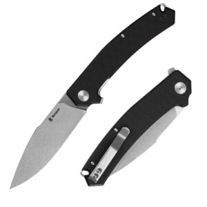 warspear degory flipper folding knife 3.75" stonewshed d2 blade black g10 handle outdoor camping fishing pocket knife with deep carry clip wp902wbk