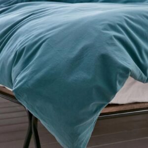 The Bed Linen Queen Duvet Cover Set with 3 Piece Soft Linen Bedding Set 1 Duvet Cover with 2 Pillowcase Luxurious (Ocean Blue)