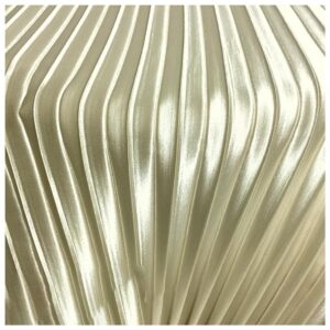 1 Meter Satin Pleated Fabric Line Texture Stripe Accordion Plisse Fabric for Dress Skirt Sewing Material 59 inches Width MM312AM (Apricot)