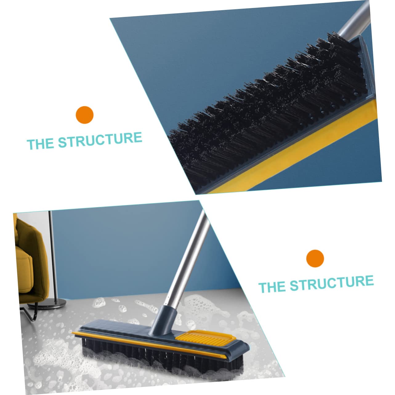 SOLUSTRE Squeegee Brush Broom Carpet Tiles Brooms Tile Brush Carpet Rake Pet Hair Remover Grout Push Broom Floor Dog Hair Remover Abs Household Cleaning Ball