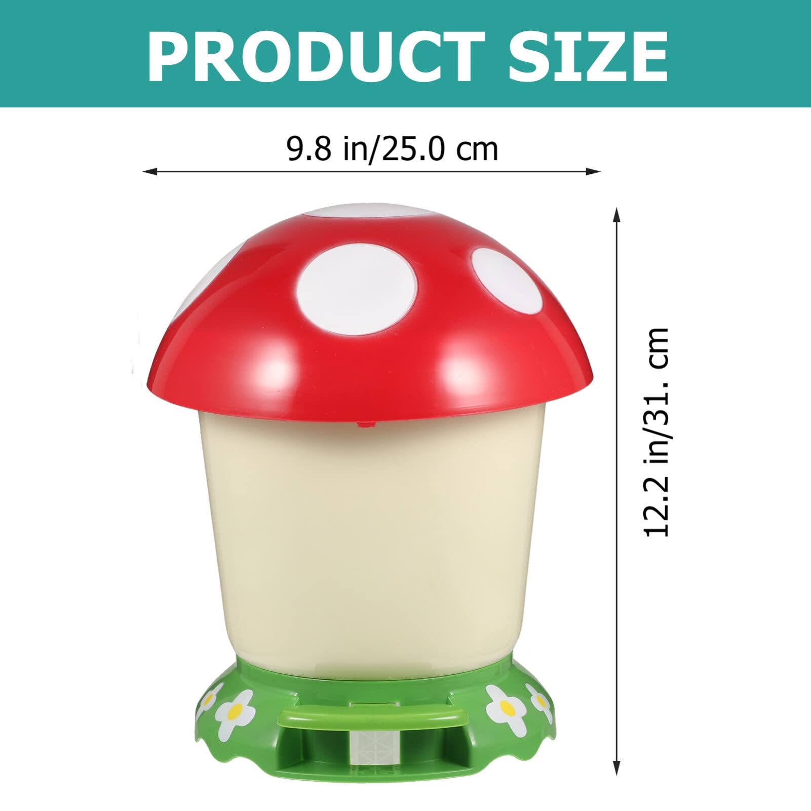 STOBAZA Mushroom Trash Can with Lid Foot Pedal Trash Can Small Trash Bins Wastebasket Garbage Container Bins Recycling Bin for Bathroom Vanity Desktop Table Nursery Room Decor