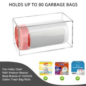 BSSOYAMM Trash Bag Dispenser, Acrylic Trash Bag Holder, Adhesive Plastic Bag Organizer Wall Mounted, Garbage Grocery Bag Roll Holder for Kitchen