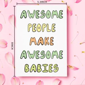 UUEFKTN Baby Shower Card for Him Her, Baby Shower Card for New Mum New Dad Friend, Shower Card for New Baby, Funny Baby Expecting Card, New Baby Arrival Card, Congratulations Pregnancy Card