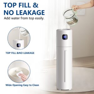 Large Humidifiers for Bedroom, 9L/2.5Gal Ultrasonic Cool Mist Humidifier, Easy Clean Humidifier with 350ML/H Large Mist Speed, Quiet Tower Humidifier, Suitable for Kids Room Plant Yoga (White)