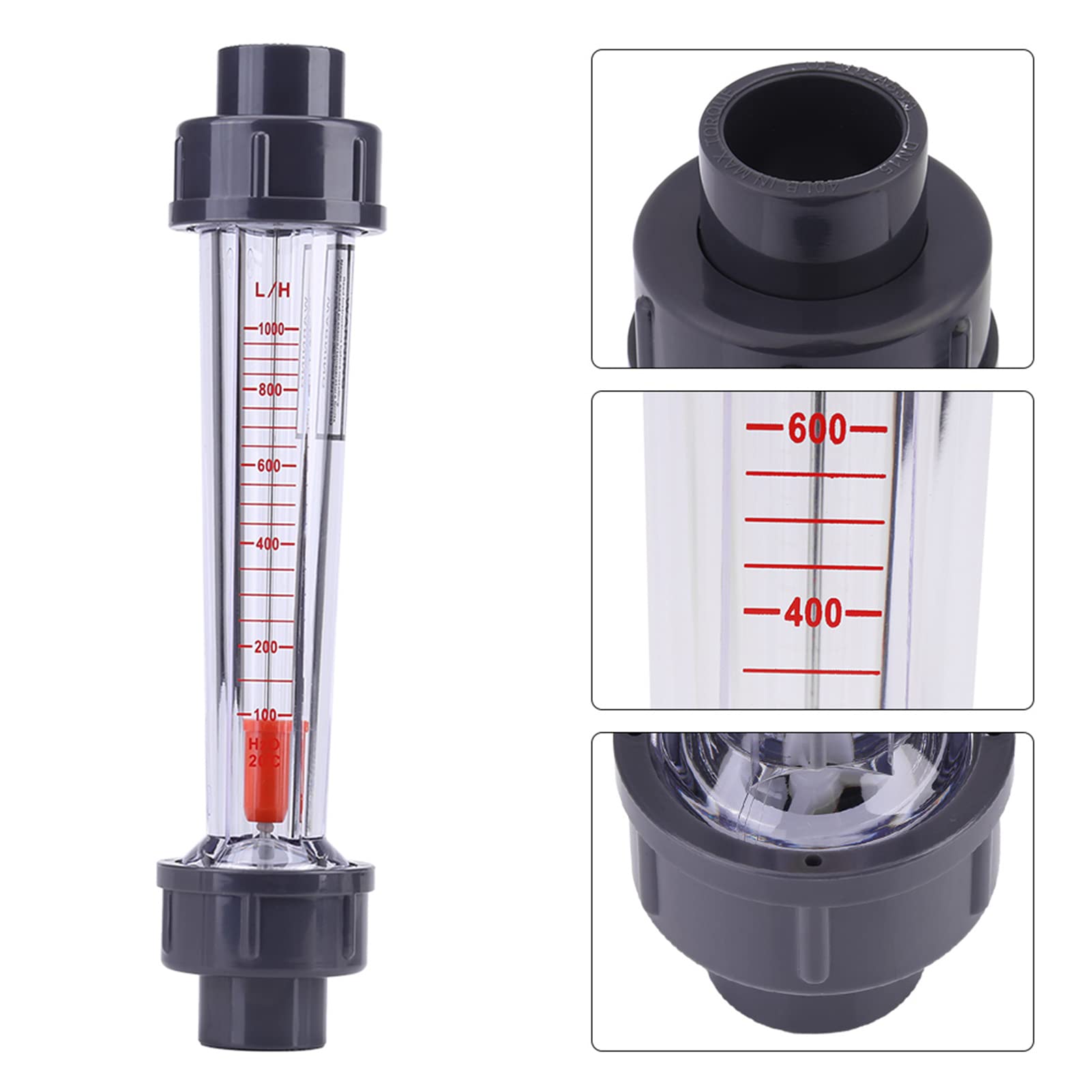 QANYEGN Tubular Flowmeter, Tubular Liquid Flowmeter, 100-1000L/H Plastic Tubular Water Flowmeter, Suitable for Water Industry