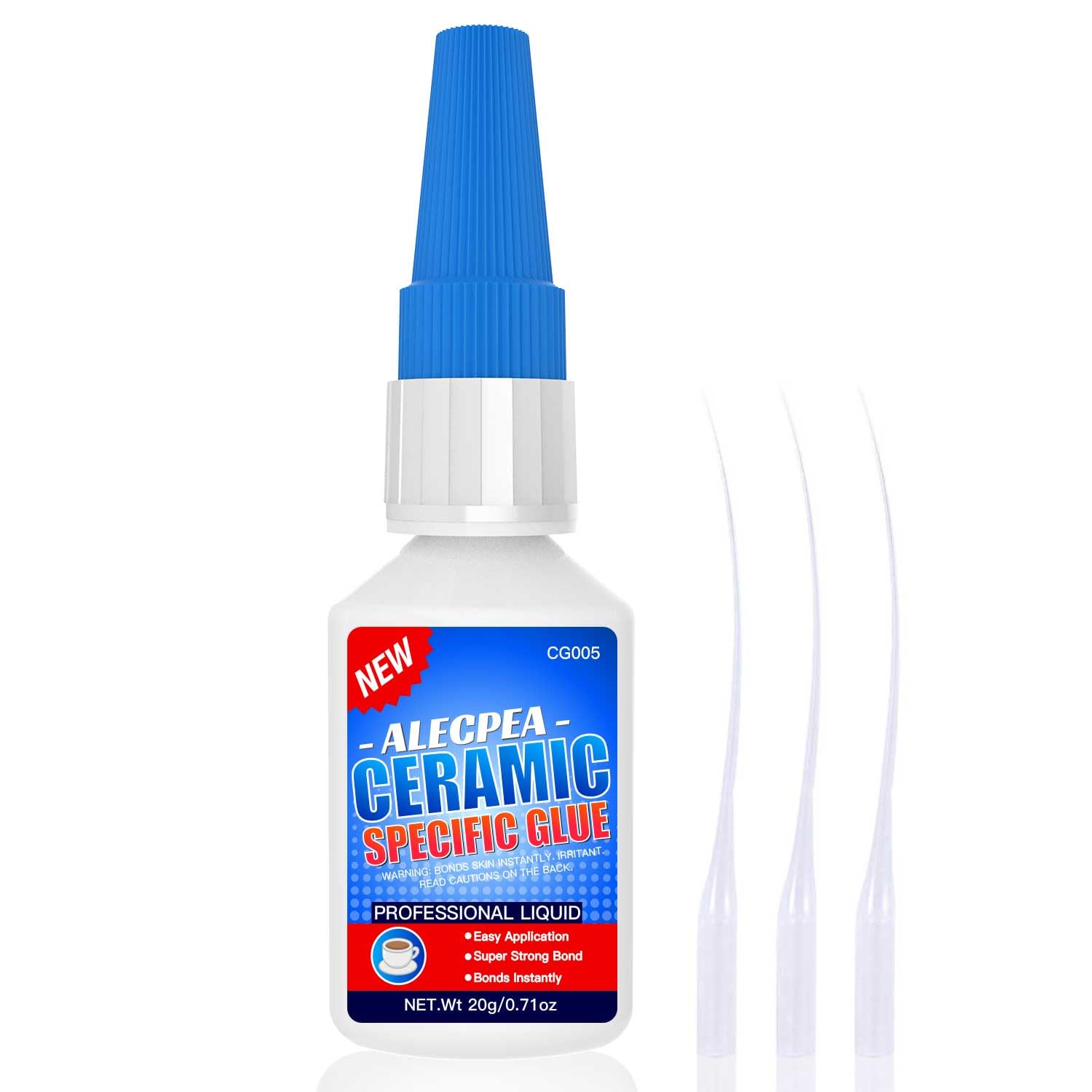 ALECPEA 20g Ceramic Super Glue for Porcelain and Pottery Repair - Rapid-Setting, Waterproof Adhesive for Porcelain, Pottery, Dishes, Tiles, DIY Crafts, and More