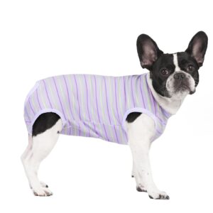 puppy striped recovery suit for female male dogs cats,zip up dog onesie recovery shirt abdominal wounds,professional spay neuter dog pet bodysuit after surgery wear anti licking wounds