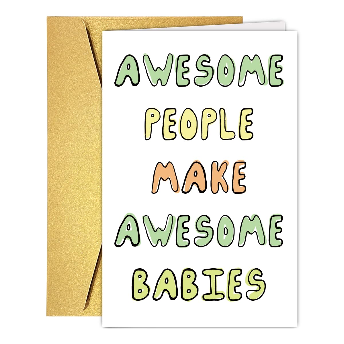 UUEFKTN Baby Shower Card for Him Her, Baby Shower Card for New Mum New Dad Friend, Shower Card for New Baby, Funny Baby Expecting Card, New Baby Arrival Card, Congratulations Pregnancy Card