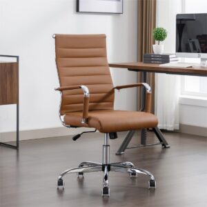 office desk chair leather, conference room chairs with wheels, executive modern ergonomic ribbed computer chair