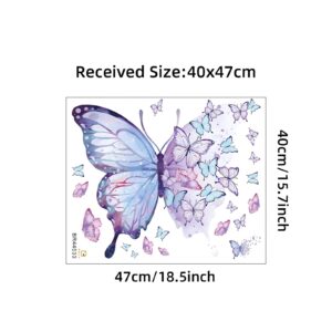 Gorgeous Blue Purple Butterflies Wall Stickers, sacinora Art Butterfly Wall Decals Removable Vinyl Peel and Stick for Living Room Bedroom Children's Room Nursery Playroom Decorations