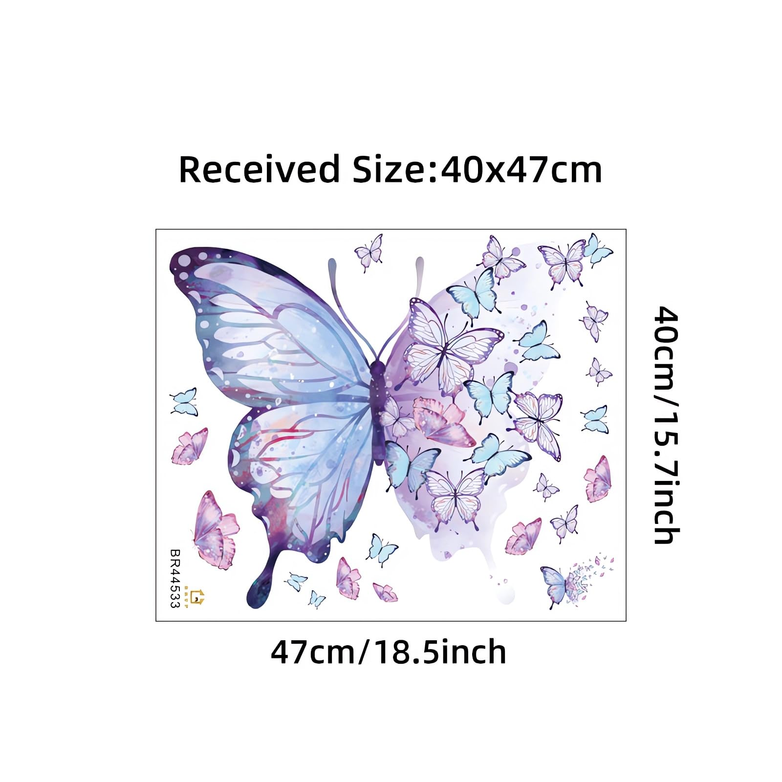 Gorgeous Blue Purple Butterflies Wall Stickers, sacinora Art Butterfly Wall Decals Removable Vinyl Peel and Stick for Living Room Bedroom Children's Room Nursery Playroom Decorations