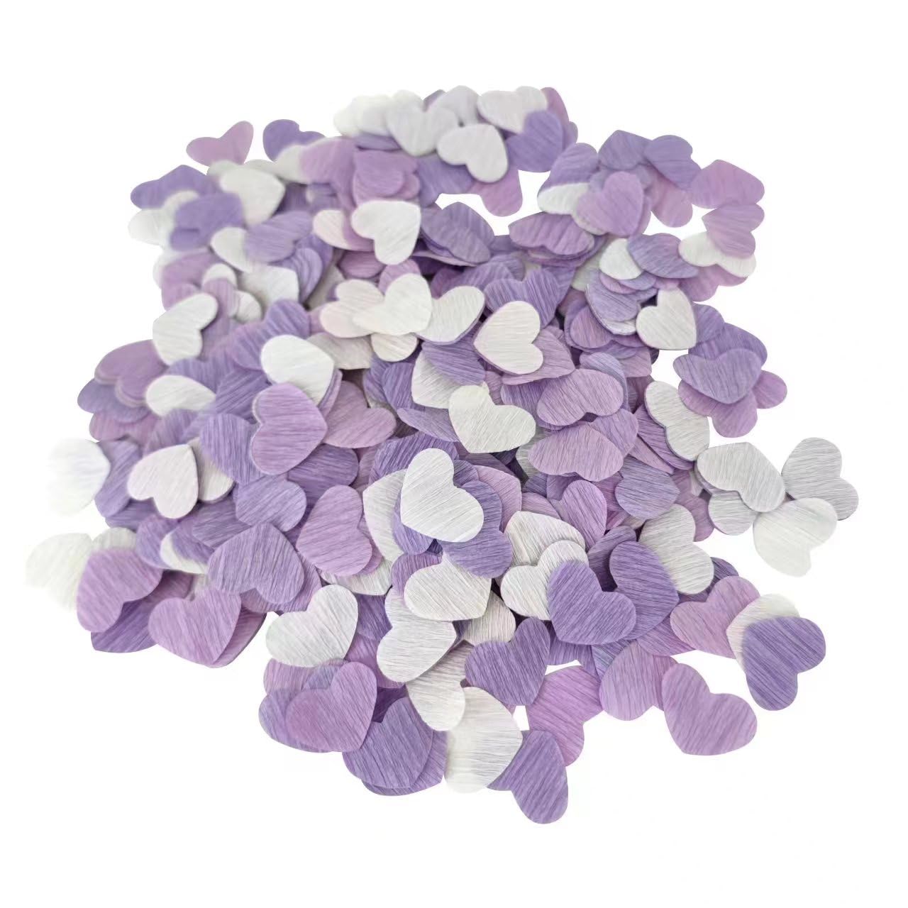 mybbshower Lilac White Crepe Paper 1 inch Heart Confetti for Table Decor Anniversary Violet Lavender Birthday Wedding Bridal Shower Girls Women Party Decorations 1000 Count