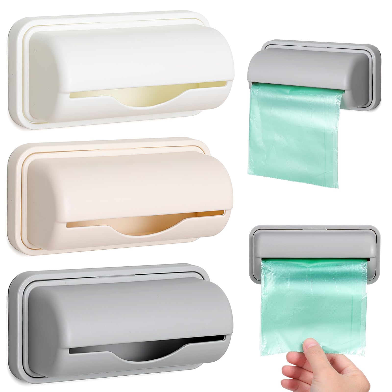 ABOOFAN 3 Pcs Garbage Bag Storage Box Trash Bag Adhesive Garbage Bag Boxes Plastic Bag Storage Holder Wall Mounted Garbage Bag Dispenser Plastic Bag Holder Storage Rack Pp No Punching