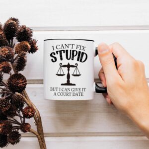 Yanprint Lawyer Judge Coffee Mug Gifts,I Can't Fix Stupid But I Can Give It A Court Date,Funny Witty Attorney US Court Feminist Law Judge Jury Legal Practitioner Defender Cup 11oz