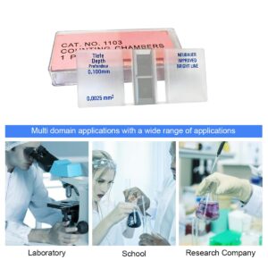 Hemocytometer Cell Counting Chamber,Improved Neubauer Blood Counting Chamber with Bright Line and 2 pcs Cover Glass Plates