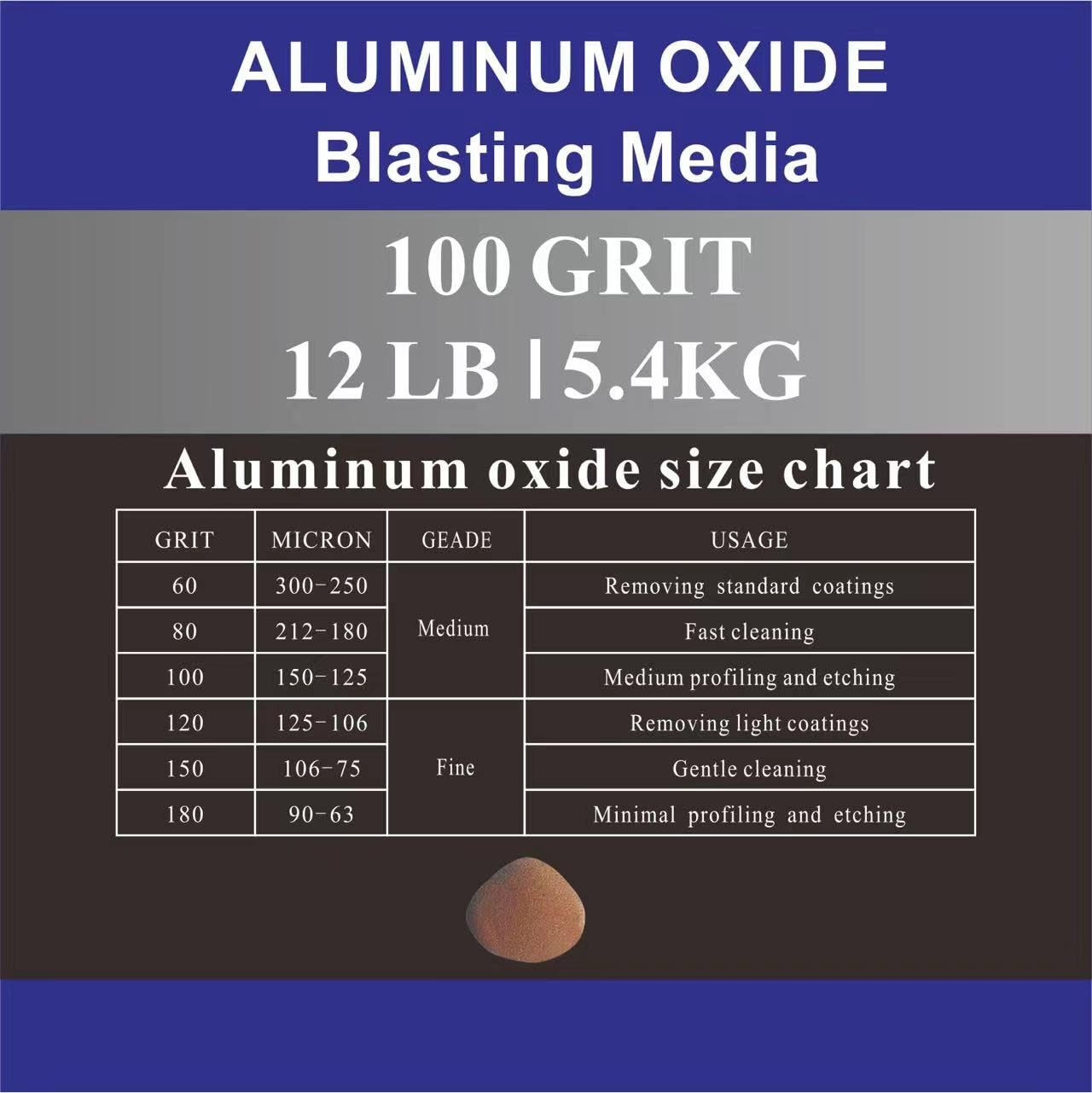 Aluminum Oxide - 12 LBS - Medium to Fine Sand Blasting Abrasive Media for Blasting Cabinet or Blasting Guns. #100 GRIT