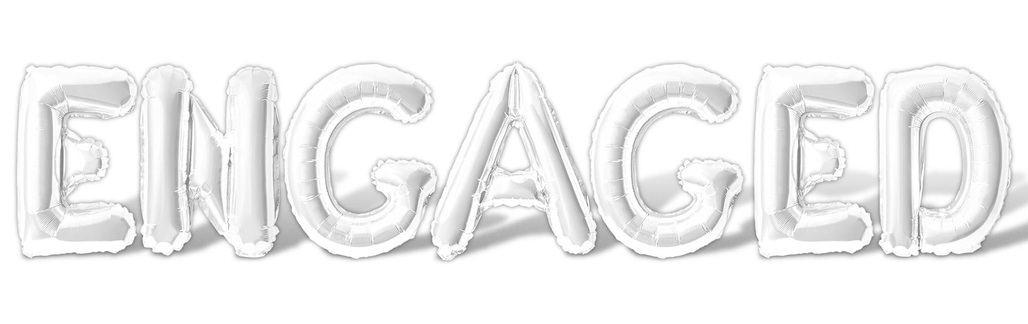 Letter Balloons - ENGAGED 16" Inch Alphabet Letters Foil Mylar Balloon Engagement Party, Bridal Shower or Wedding Party Banner (White)