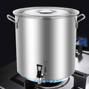 Stock Pot With Spigot - Large Stock Pot With Lid, Stockpot Large Stock Pot, Food Grade 304 Thick Stainless Steel Soup Bucket（with Faucet) Suitable, for All Stove