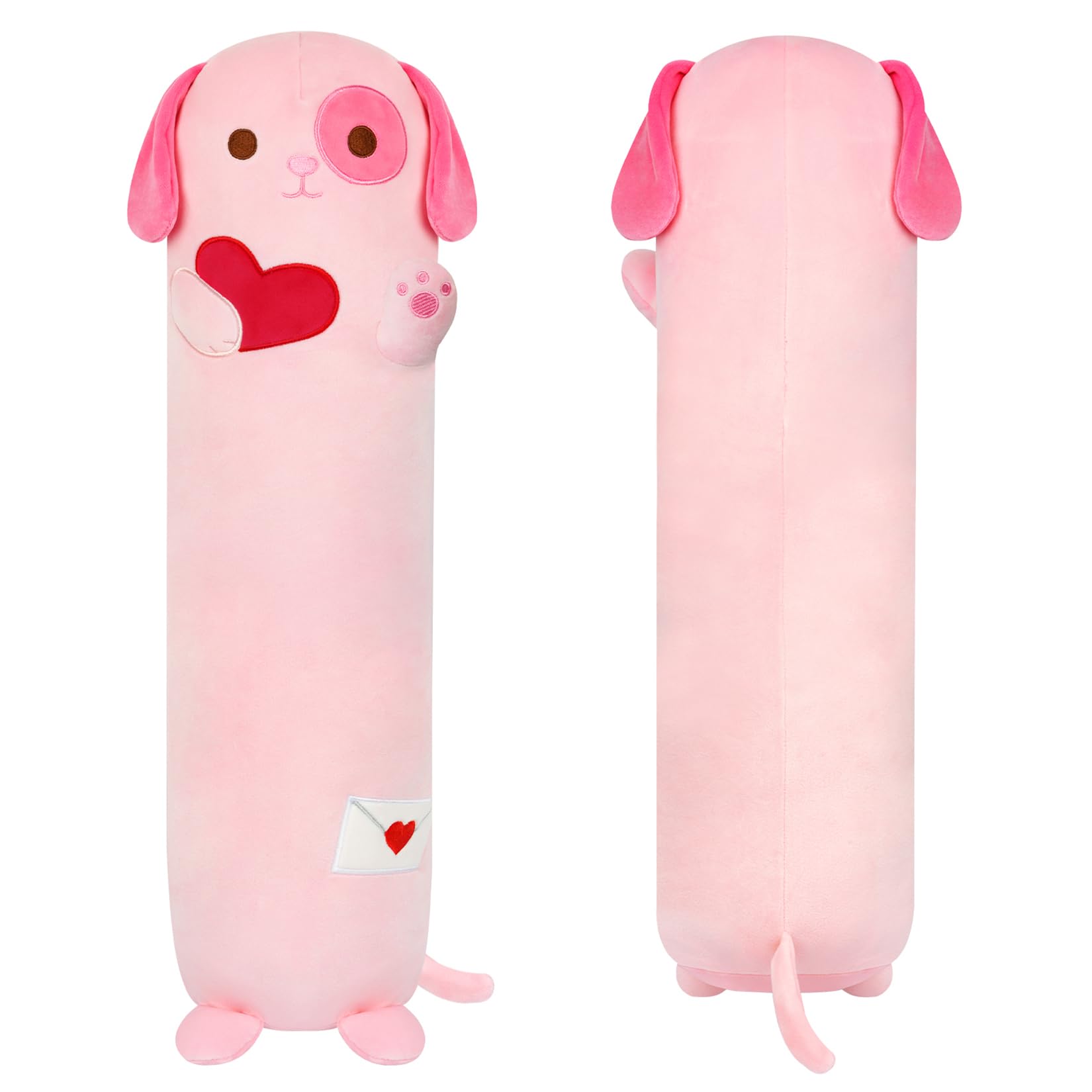 JIAJEGTGT Long Dog Plush Body Pillow, 24in Soft Dog Stuffed Animal Dog Plushies, Cute Dog Plush Pillow Stuffed Dog Doll Toys for Girlfriends Boyfriends