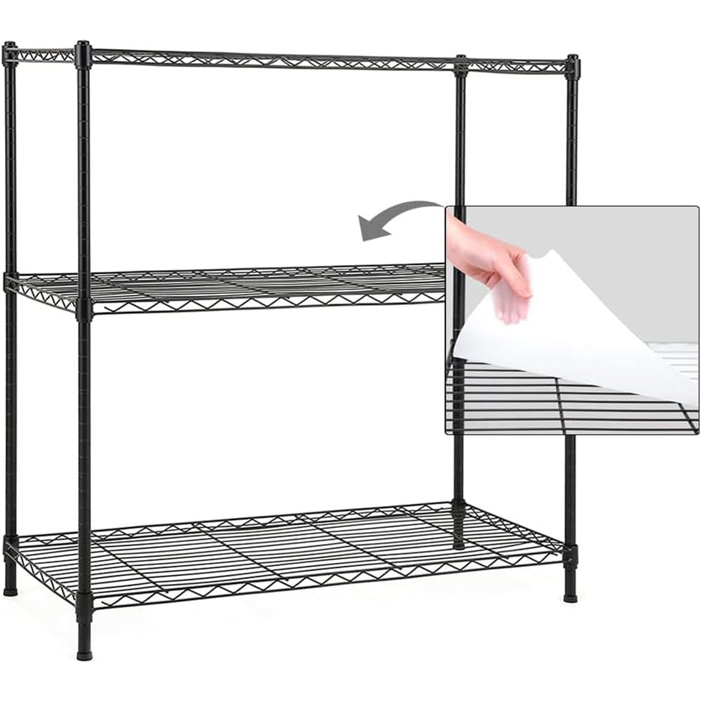 Catalina Creations 3-Shelf Storage Shelves with 3-Shelf Liners, Heavy Duty Adjustable Rack, Steel Wire Shelves and Storage for Kitchen and Garage (36W x 16D x 36H, Black)