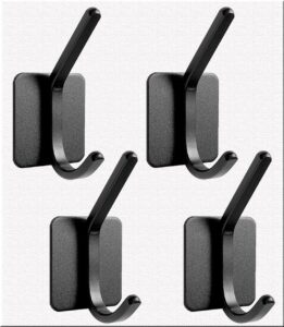 takoruy heavy duty adhesive hooks, self-adhesive hooks, brushed space aluminum wall hooks, multiple colors and styles, 50 lb maximum load, metal coat hook for kitchen home schools and offices (black)