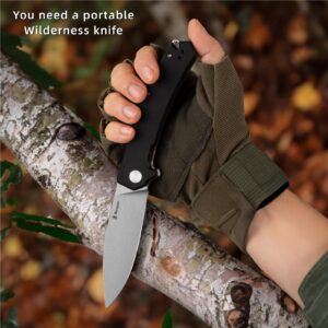 Warspear Degory Flipper Folding Knife 3.75" Stonewshed D2 Blade Black G10 Handle Outdoor Camping Fishing Pocket Knife With Deep Carry Clip WP902WBK