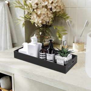 LNOND Bathroom Counter Tray, Black Abstract Toilet Tank Tray Bathroom Organizer Decor Box, Wood Bathroom Vanity Tray for Counter Decor Dresser Tops-13.7" x 5.9" x 1.6"