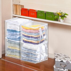 6 Pcs Clear Zippered Organizers 12 × 12 × 12 inch PVC Clear Clothes Storage Bags with Reinforced Handles Moving Bags with Zippers for Clothes, quilts, shoes, blankets (6)