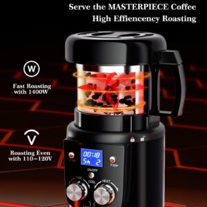 WantJoin Coffee Bean Roaster Machine for Home Use, Coffee Roaster with Timer, Transparent Thickened Glass, Auto&Diy Mode, 100g per use, Father's Day Gift for Coffee Drinker, Friends,1400W