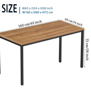 BEST BOARD Writing Computer Desk Modern Simple Study Desk Industrial Style Laptop Table for Home Office Brown Notebook Desk (24x63 Inches)