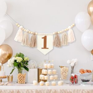 Handmade Boho 1st Birthday High Chair Banner Party Decoration For Girl Baby Shower Wall Hangings Decorative For Kids Bedroom