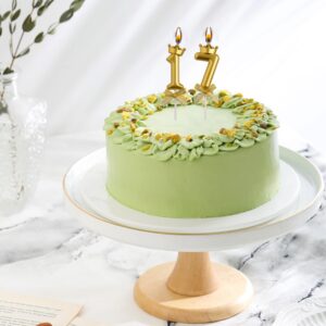 AOOLADA 17th Birthday Candles, Gold 3D Number 17 Happy Birthday Candle with Crown, Cake Topper Decorations for Teenagers Boys Girls