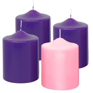 title: advent candles set of 4 – made in the usa none drip advent pillar candles – unscented purple & pink advent candles for church and home advent décor decoration advent wreaths rings candle holder