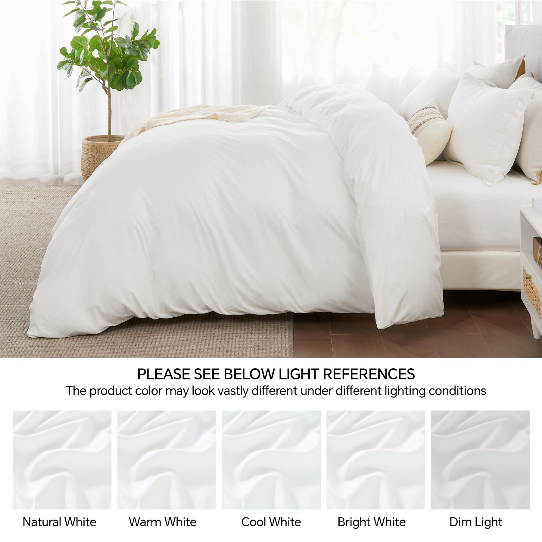 ChiXpace King Duvet Cover Off White - Comforter Cover Set Soft Brushed Microfiber King with Zipper Closure, 3 Pieces, 1 Duvet Cover (104"x90") & 2 Pillow Shams