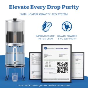 2.25G Gravity Water Filtration System - Water Level Window, NSF/ANSI 42&372 Certification,18/8 Stainless Steel Countertop Water Filter System - Reduce Up to 99.9% Chlorine, for Home, RVing